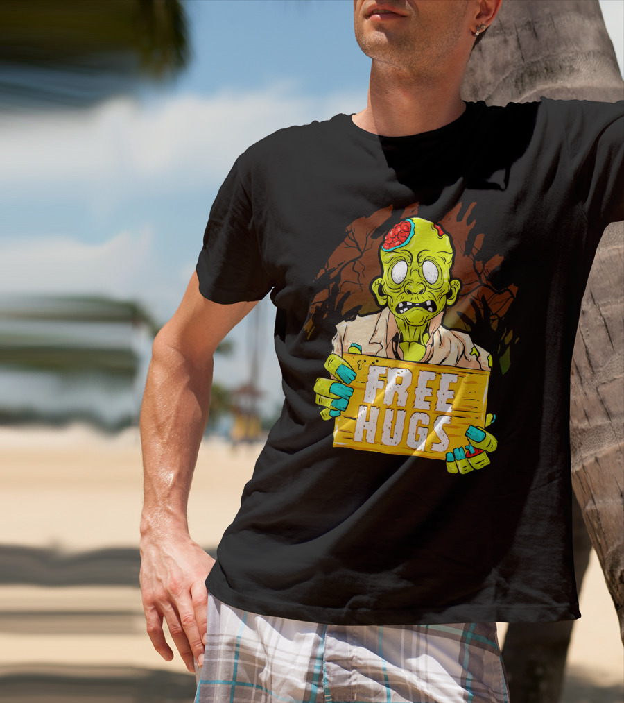 Free Hugs Creepy Zombie Funny Mens Halloween Horror T-Shirt