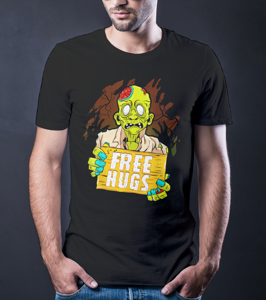 Free Hugs Creepy Zombie Funny Mens Halloween Horror T-Shirt