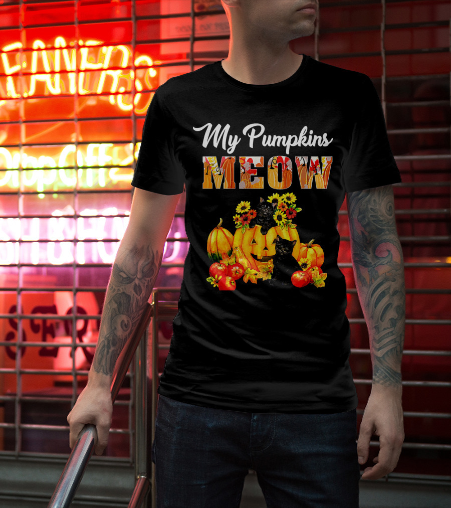 My Pumpkins Meow Cat Halloween Funny Love T-Shirt