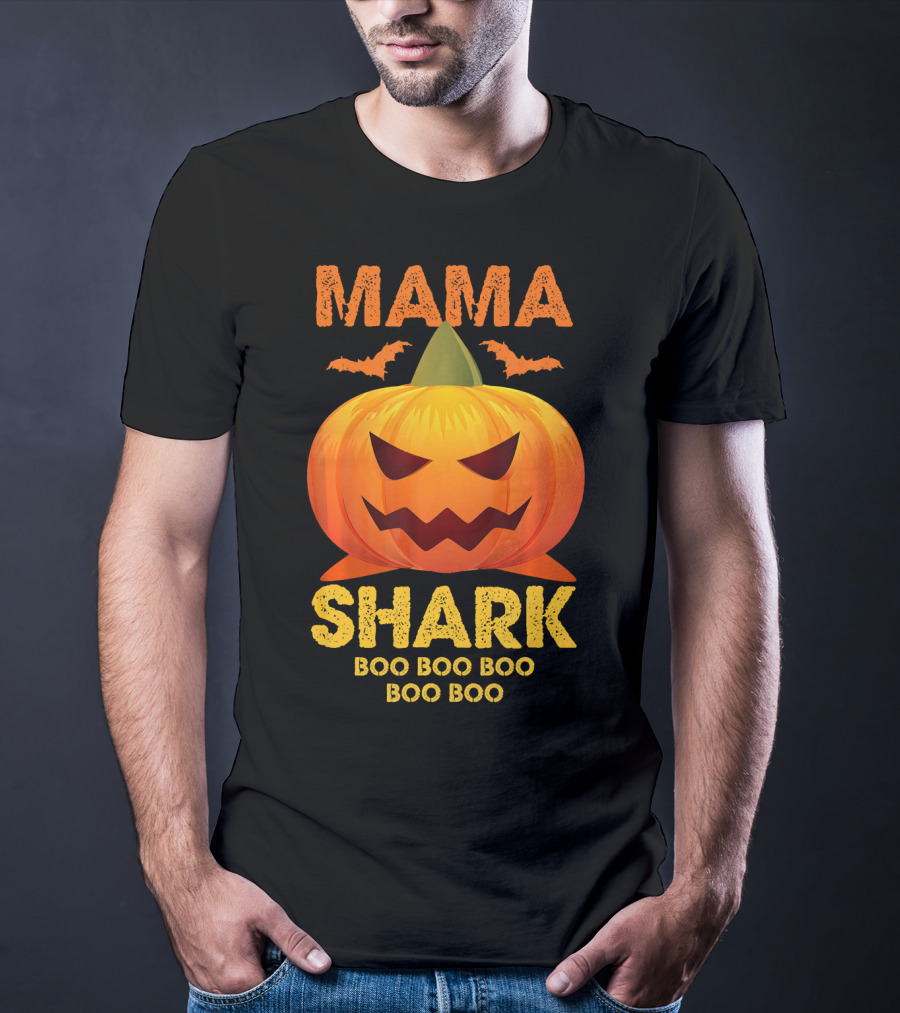 Mama Shark Boo Boo Boo Boo Halloween Pumpkin T-Shirt