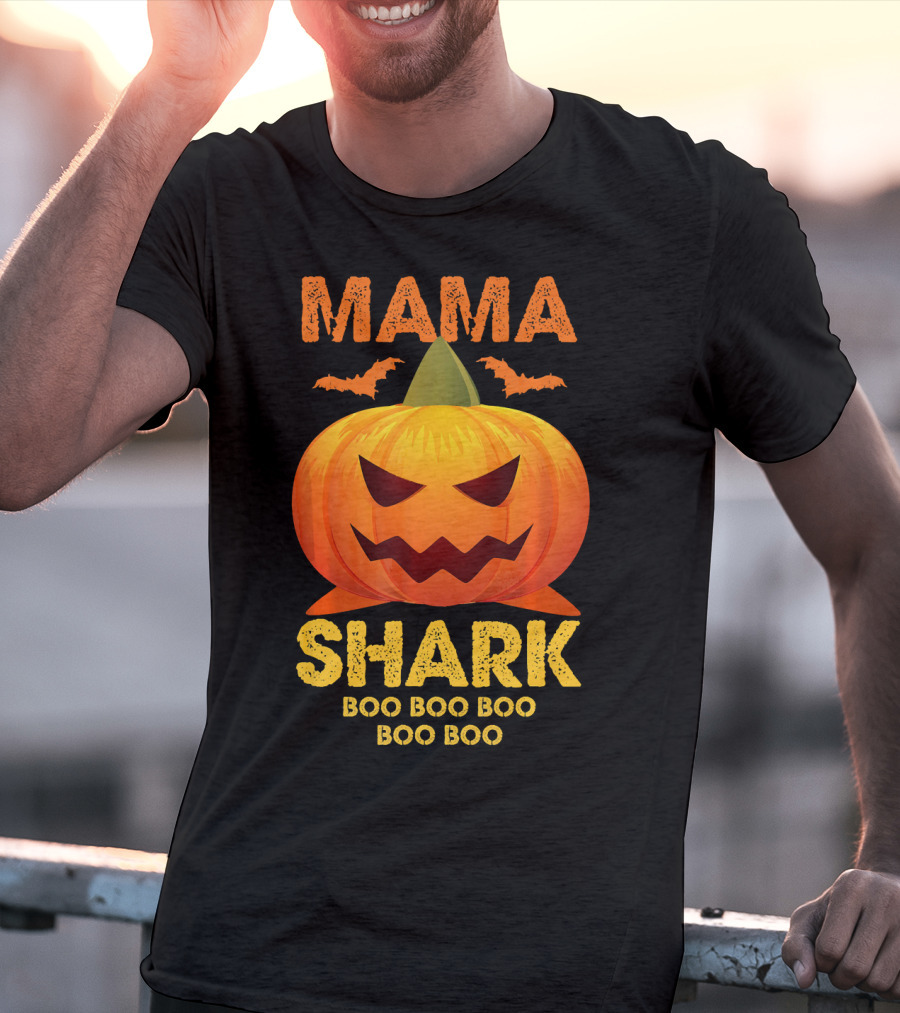 Mama Shark Boo Boo Boo Boo Halloween Pumpkin T-Shirt