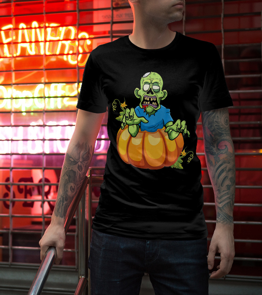 Zombie Rising From Pumpkin T-Shirt