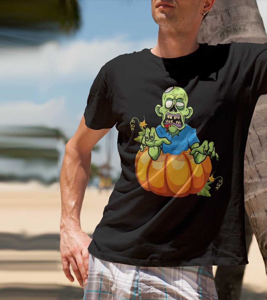 Zombie Rising From Pumpkin T-Shirt