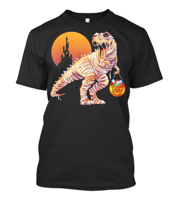 Mummy Rex Dinosaur Halloween Trick Or Treat Castle Shadows T-Shirt
