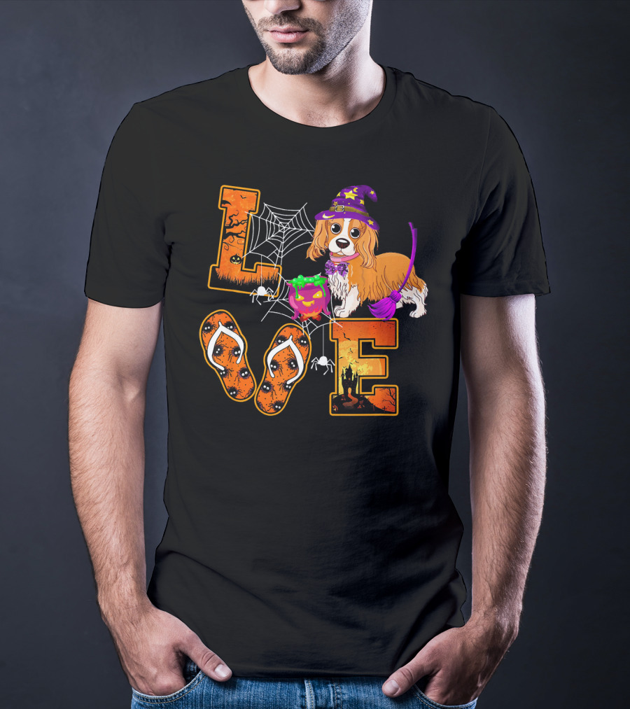 LOVE Halloween Cavalier King Charles Spaniel Dog T-Shirt