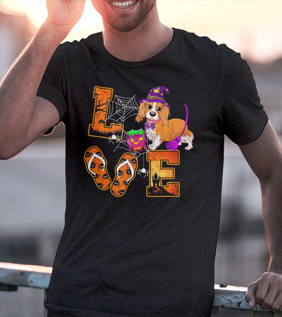 LOVE Halloween Cavalier King Charles Spaniel Dog T-Shirt