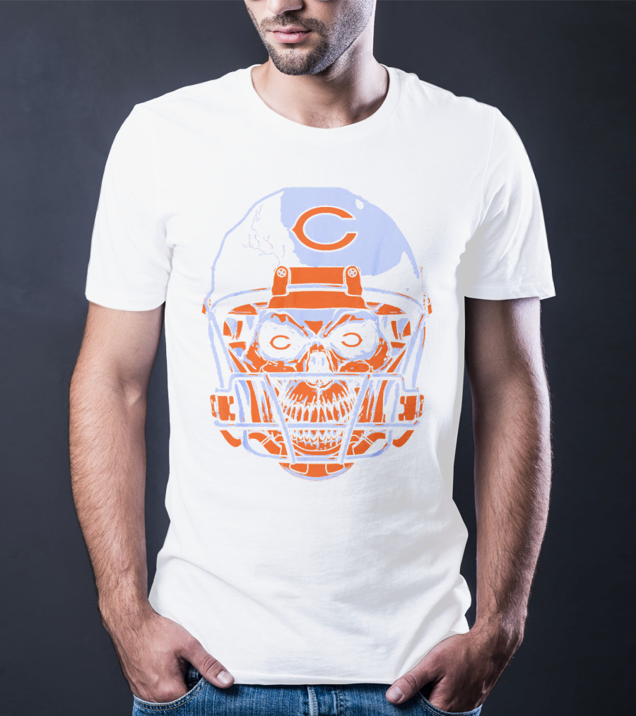 Chicago Bears Skull Helmet Halloween Football Skeleton T-Shirt