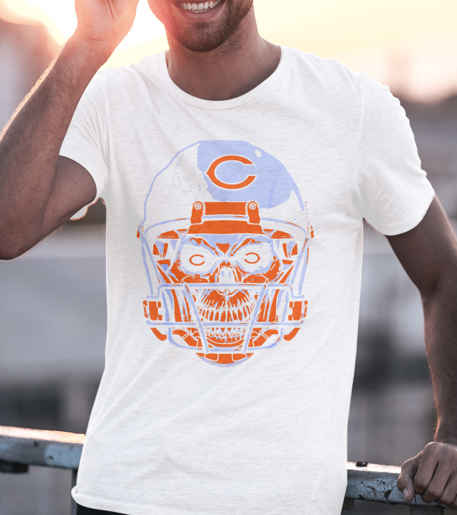 Chicago Bears Skull Helmet Halloween Football Skeleton T-Shirt