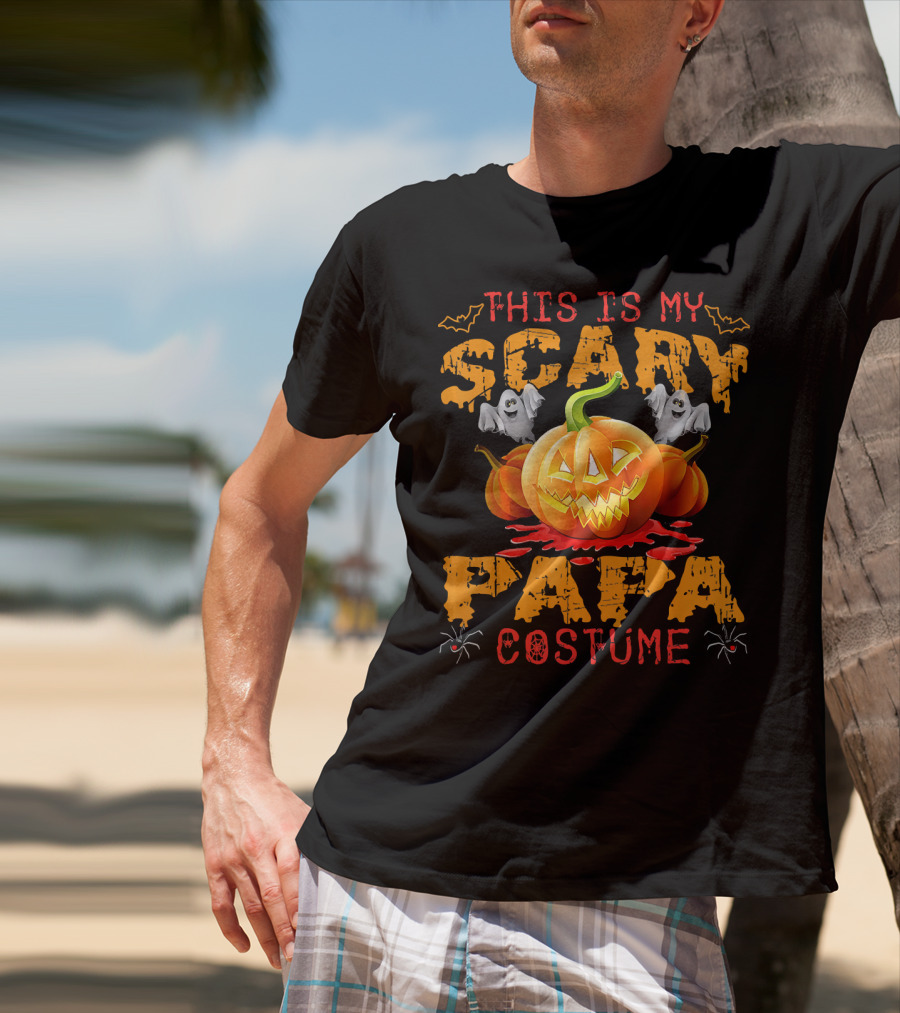 This Is My Scary Papa Costume Pumpkin Ghosts Spiders Bats T-Shirt