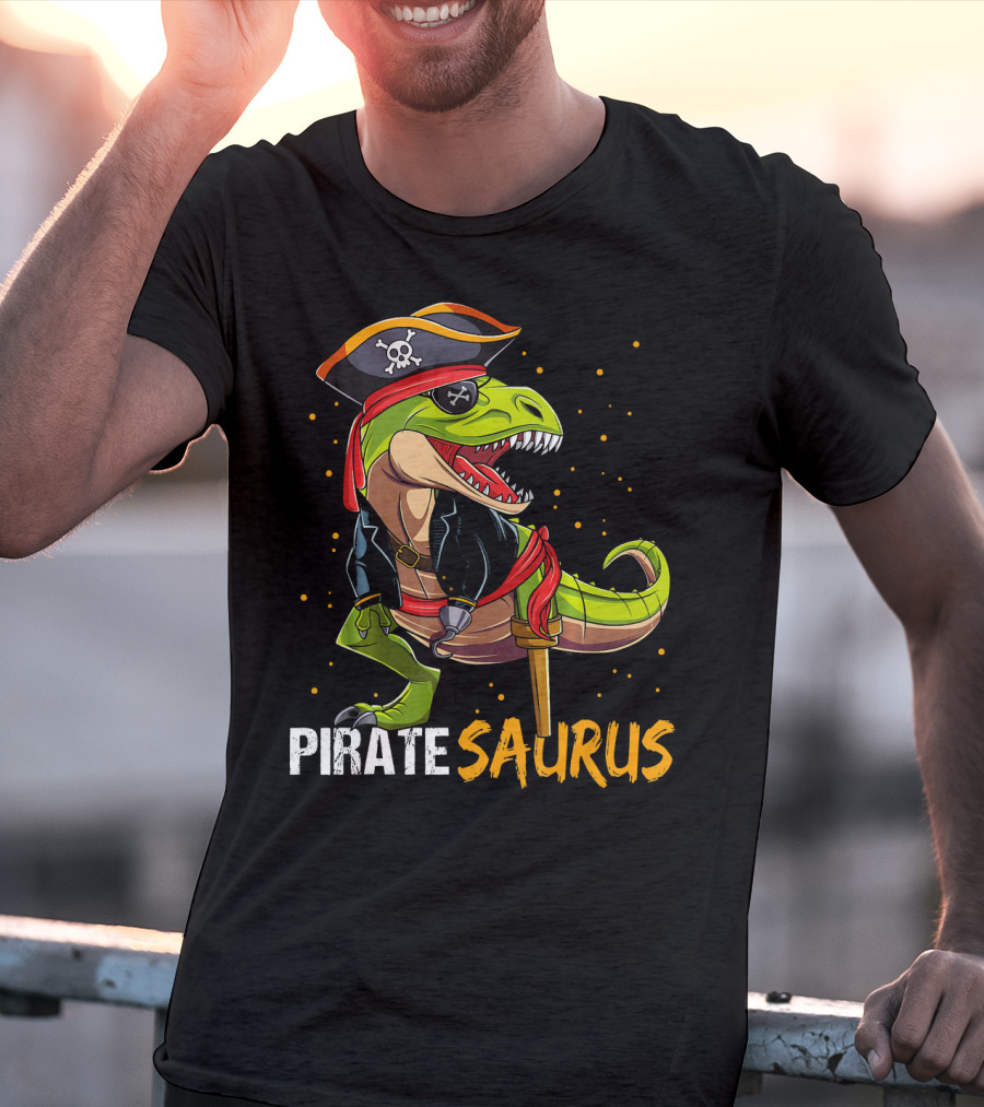 PIRATE SAURUS Dinosaur With Pirate Hat And Wooden Leg T-Shirt