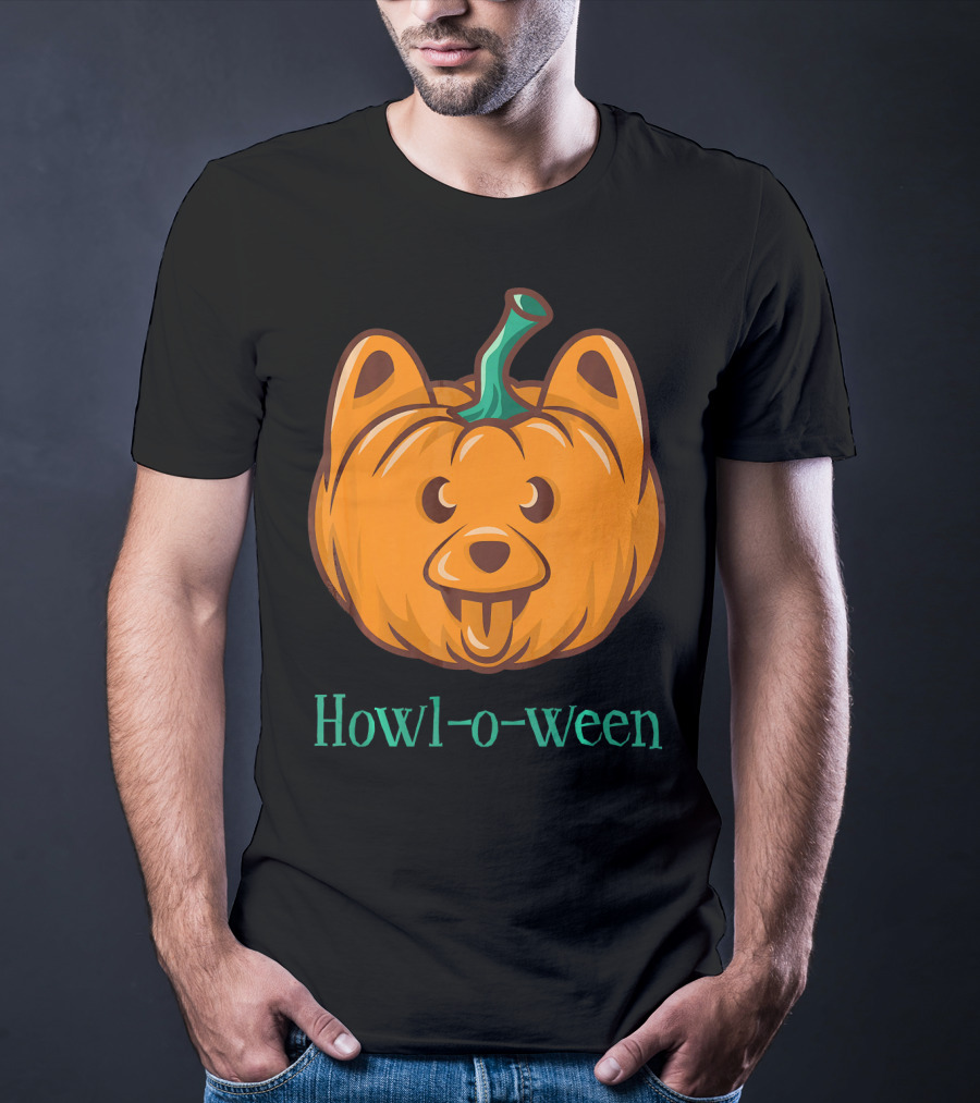 Howl-o-ween Dog Halloween Jackolantern T-Shirt