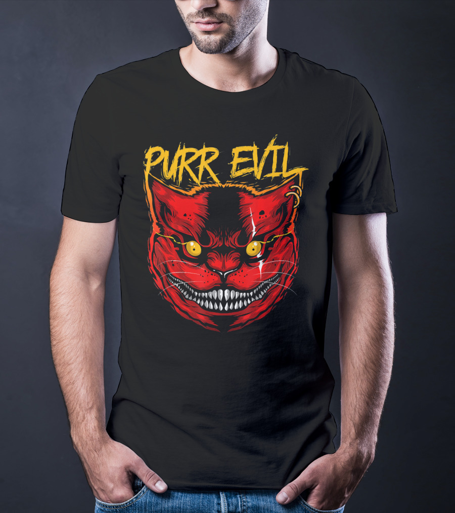 Purr Evil Cat For Halloween Saturday T-Shirt