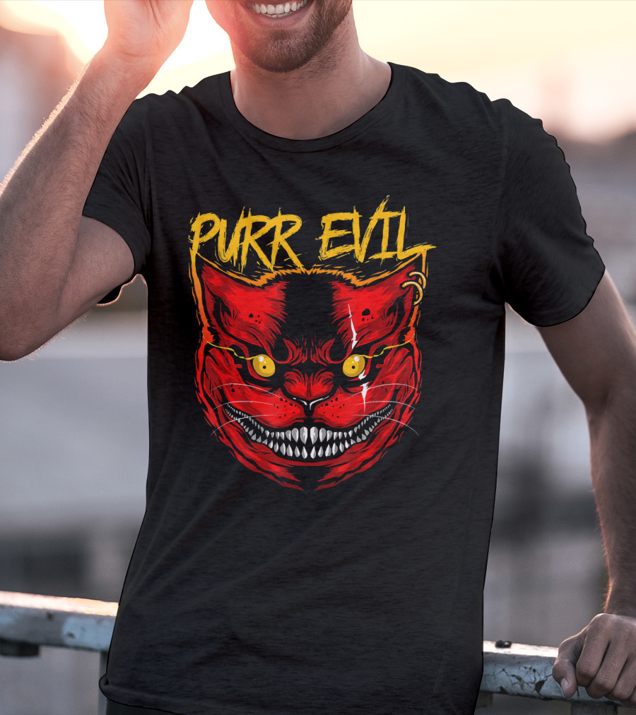 Purr Evil Cat For Halloween Saturday T-Shirt