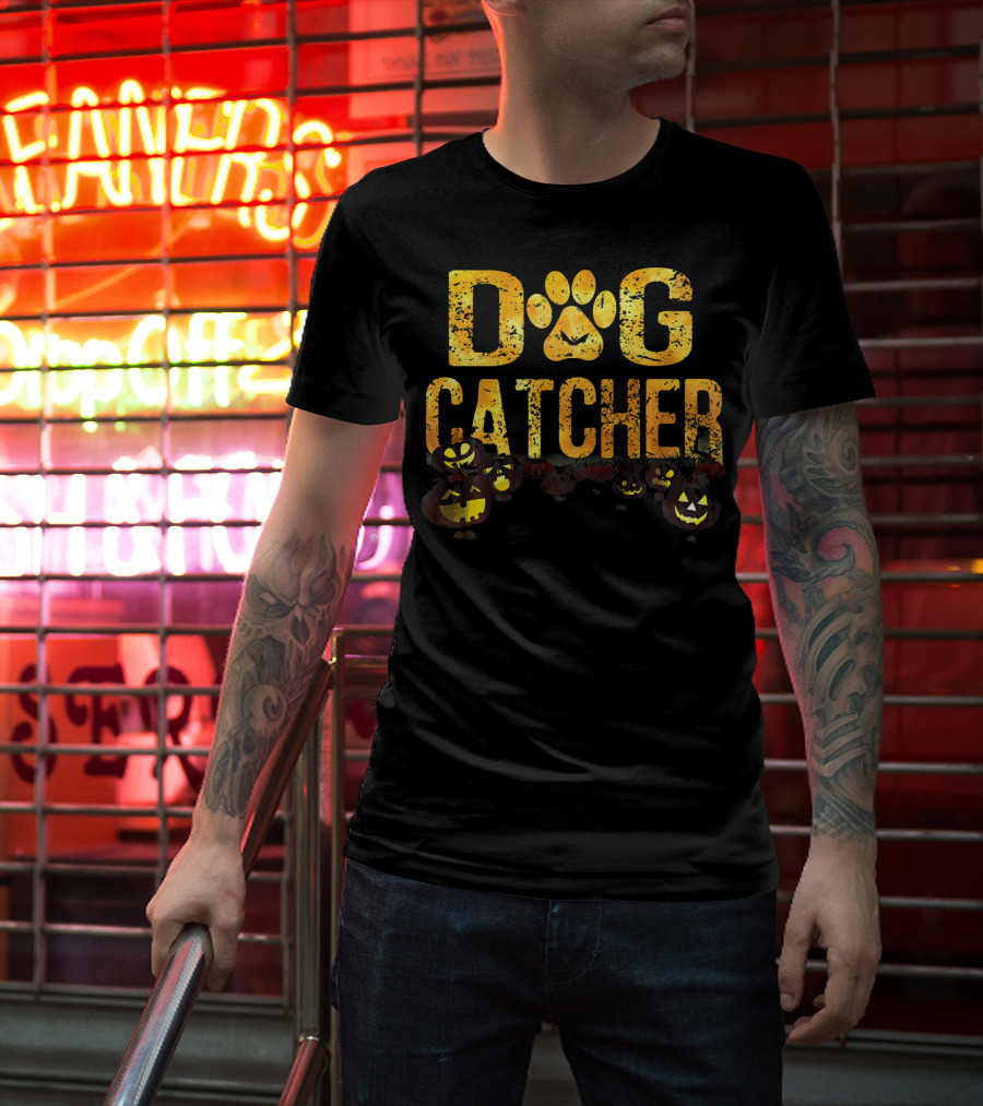 Dog Catcher Halloween Pumpkins Scary Costume T-Shirt