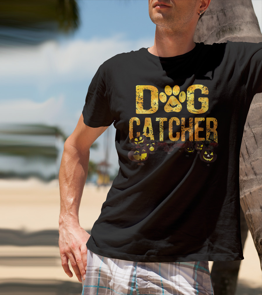Dog Catcher Halloween Pumpkins Scary Costume T-Shirt