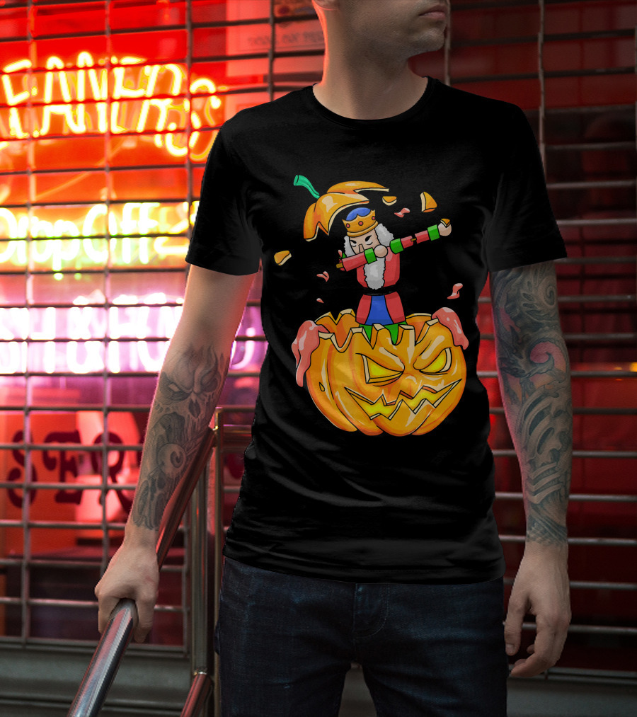 Nutcracker Dabbing On Giant Halloween Pumpkin Fun T-Shirt