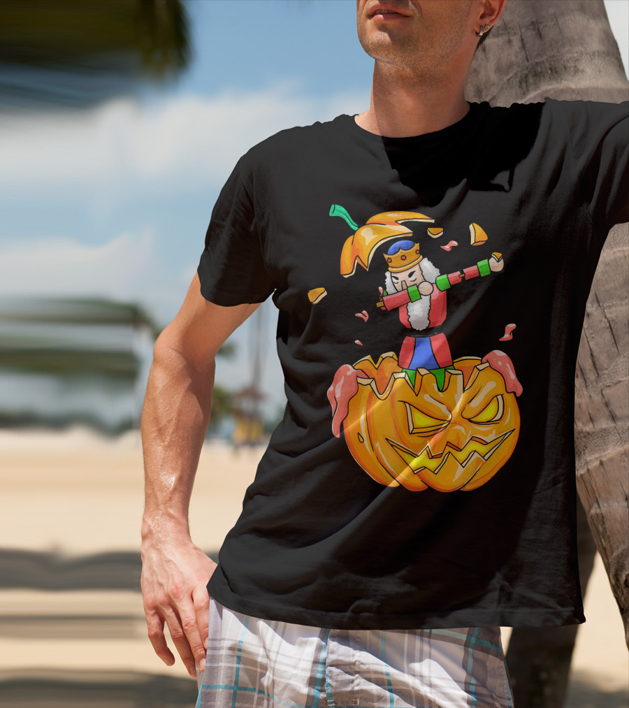 Nutcracker Dabbing On Giant Halloween Pumpkin Fun T-Shirt