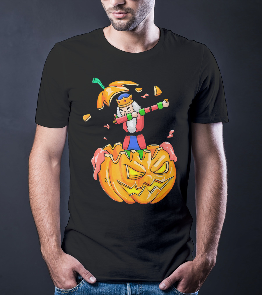 Nutcracker Dabbing On Giant Halloween Pumpkin Fun T-Shirt