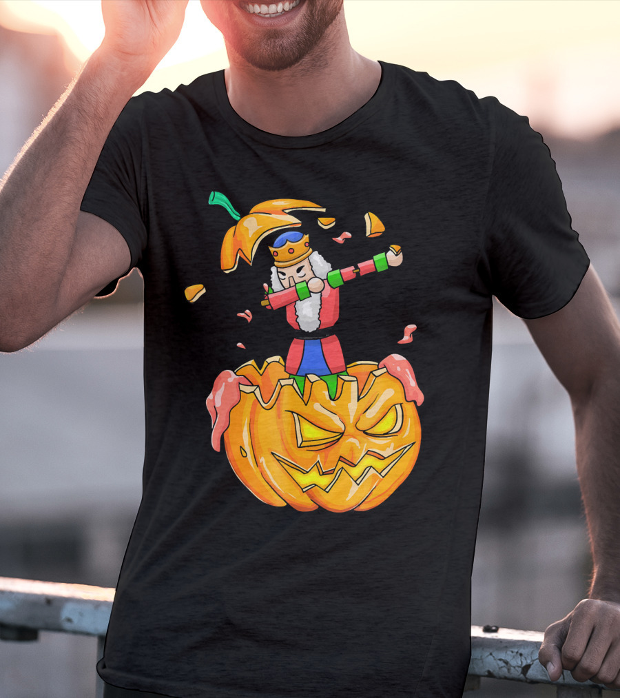 Nutcracker Dabbing On Giant Halloween Pumpkin Fun T-Shirt