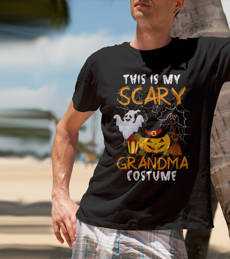 This Is My Scary Grandma Halloween Costume Ghost Pumpkin Spider Web T-Shirt