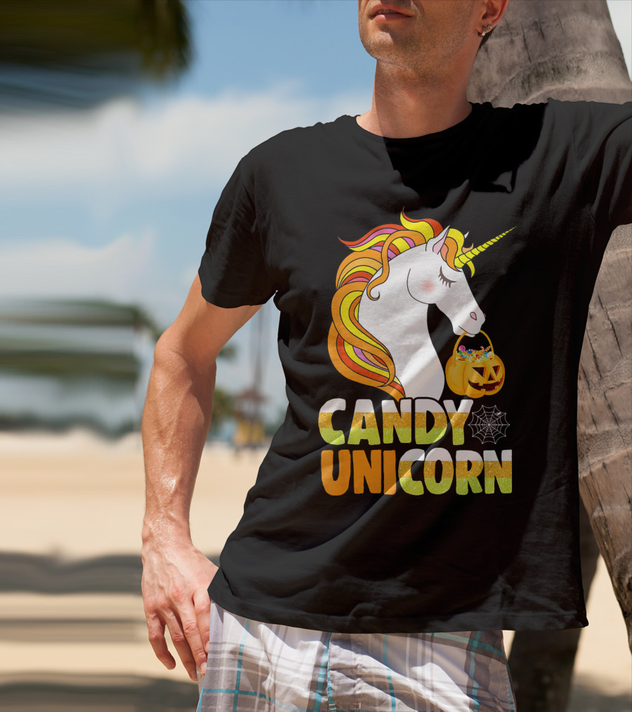 Candy Unicorn Halloween Basket T-Shirt