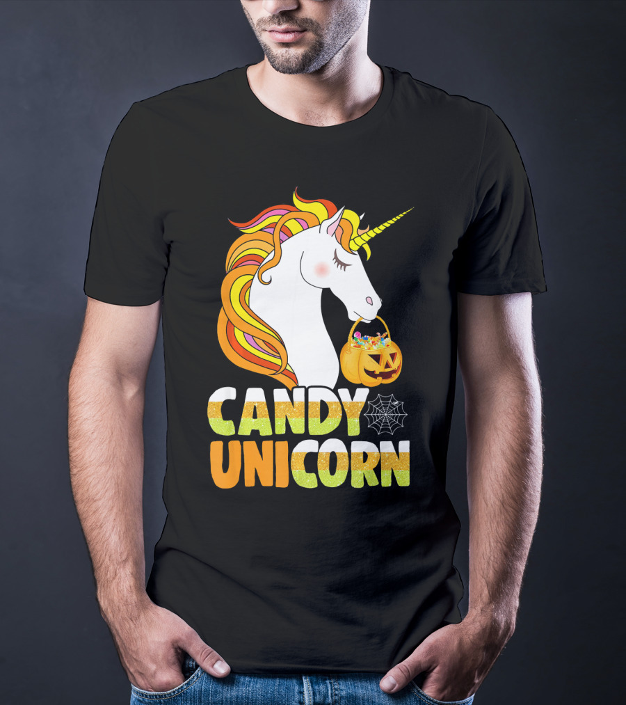 Candy Unicorn Halloween Basket T-Shirt