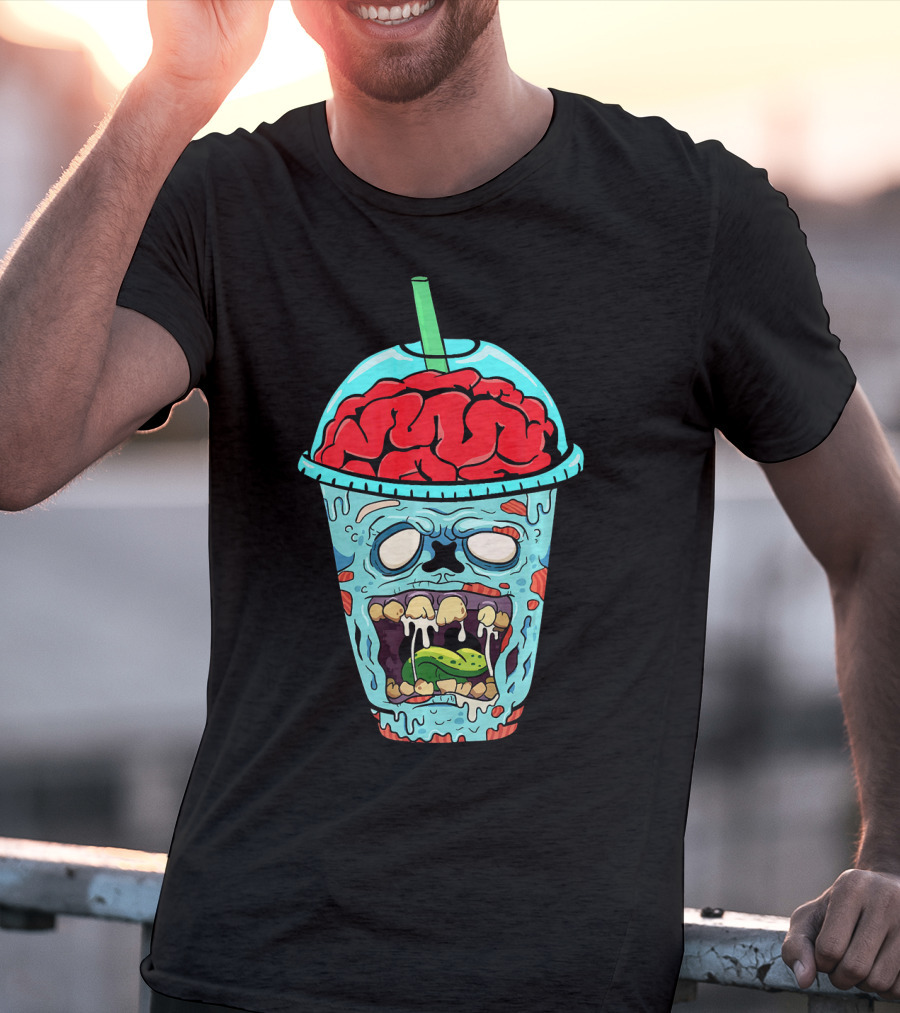 Zombie Apocalypse Brain Slushy Drink Horror T-Shirt