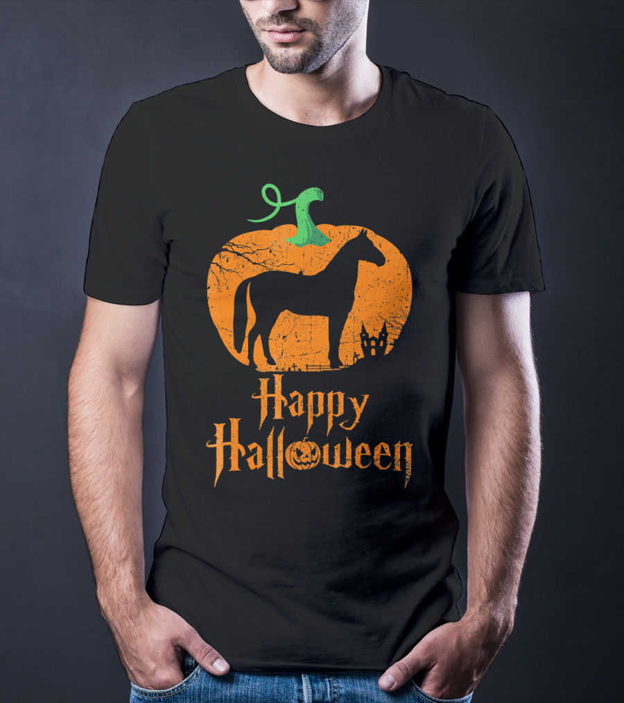 Happy Halloween Horse In Pumpkin T-Shirt