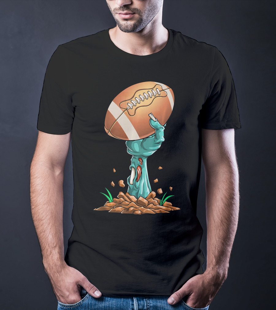 Zombie Hands Rising With Football Victory T-Shirt