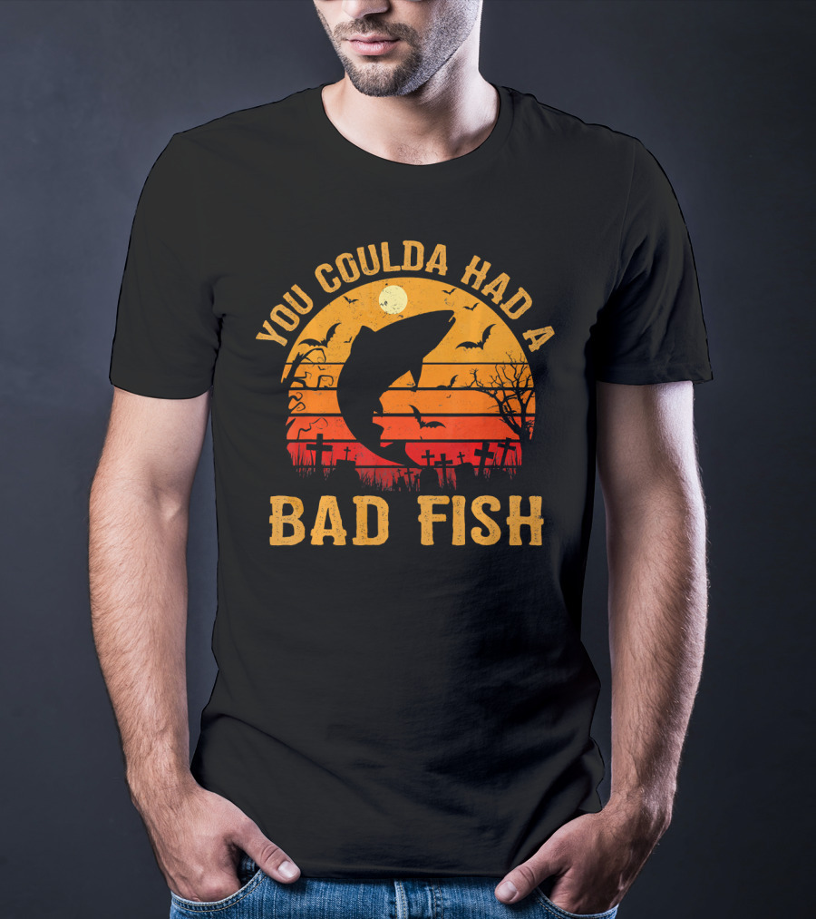 You Coulda Had A Bad Fish Halloween Shark Graveyard Scene T-Shirt