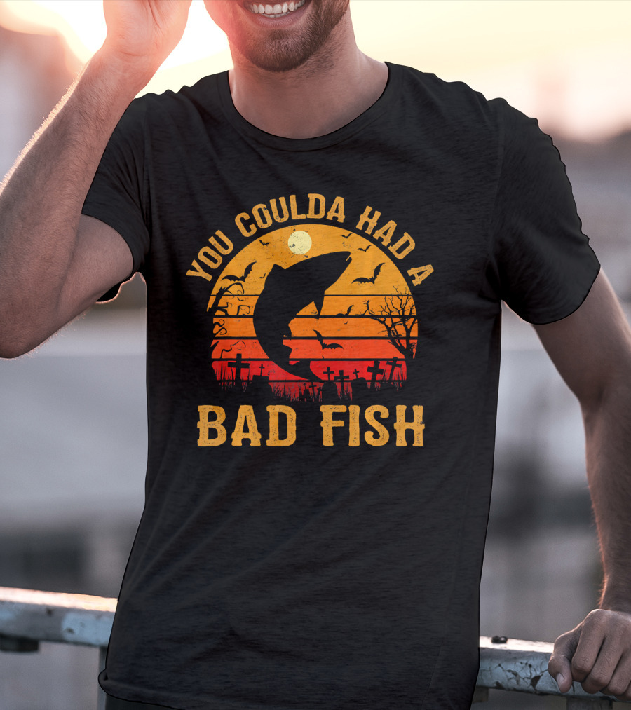 You Coulda Had A Bad Fish Halloween Shark Graveyard Scene T-Shirt