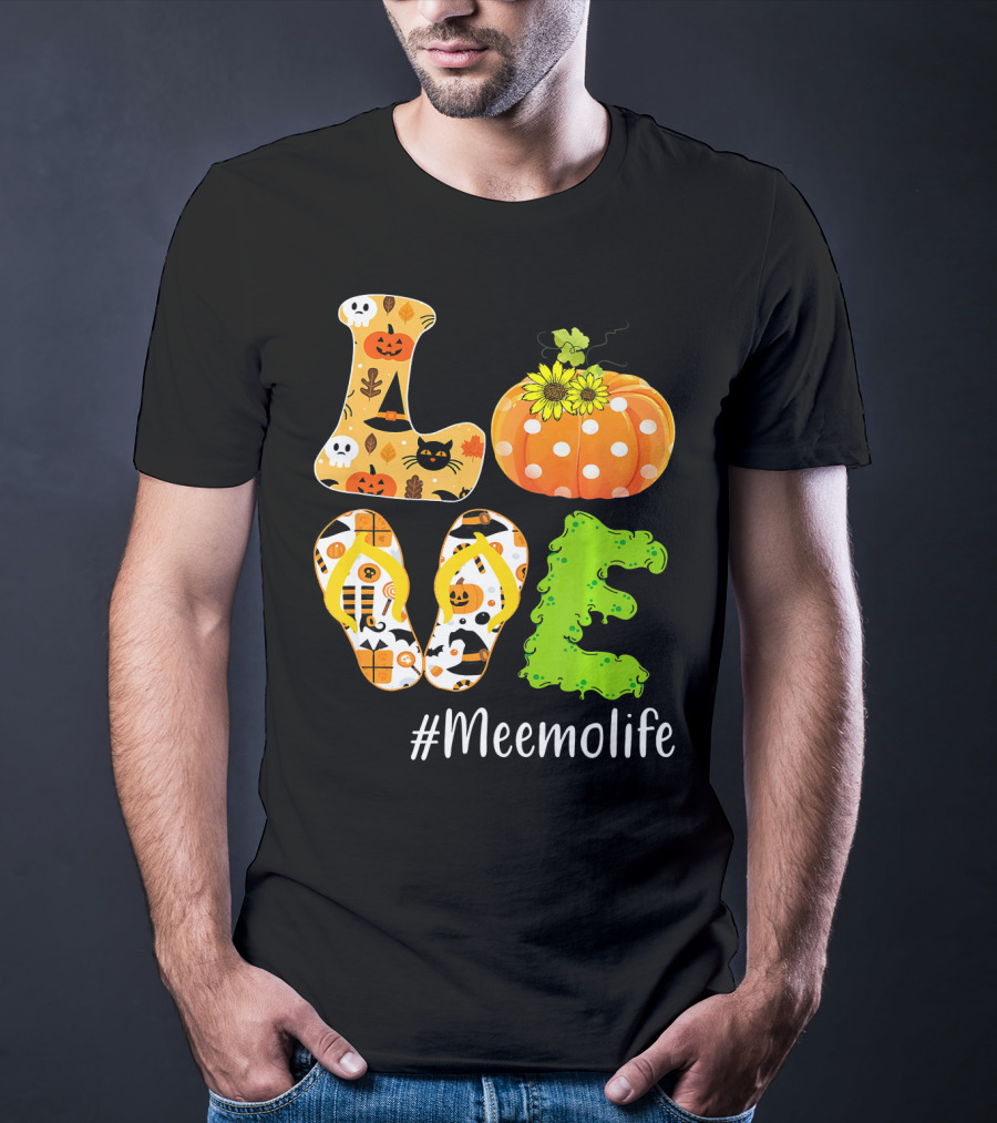 Love Meemolife Pumpkin Flip Flops Halloween T-Shirt