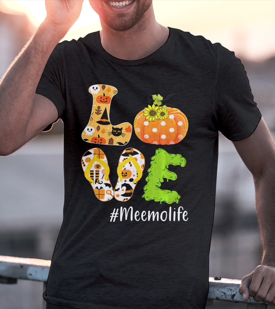 Love Meemolife Pumpkin Flip Flops Halloween T-Shirt