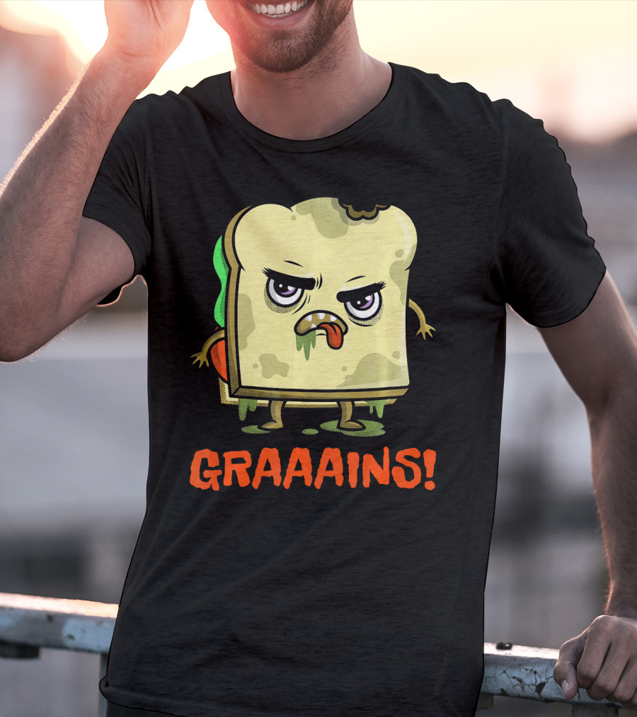 Halloween Zombie Sandwich Graaains Food Grains T-Shirt