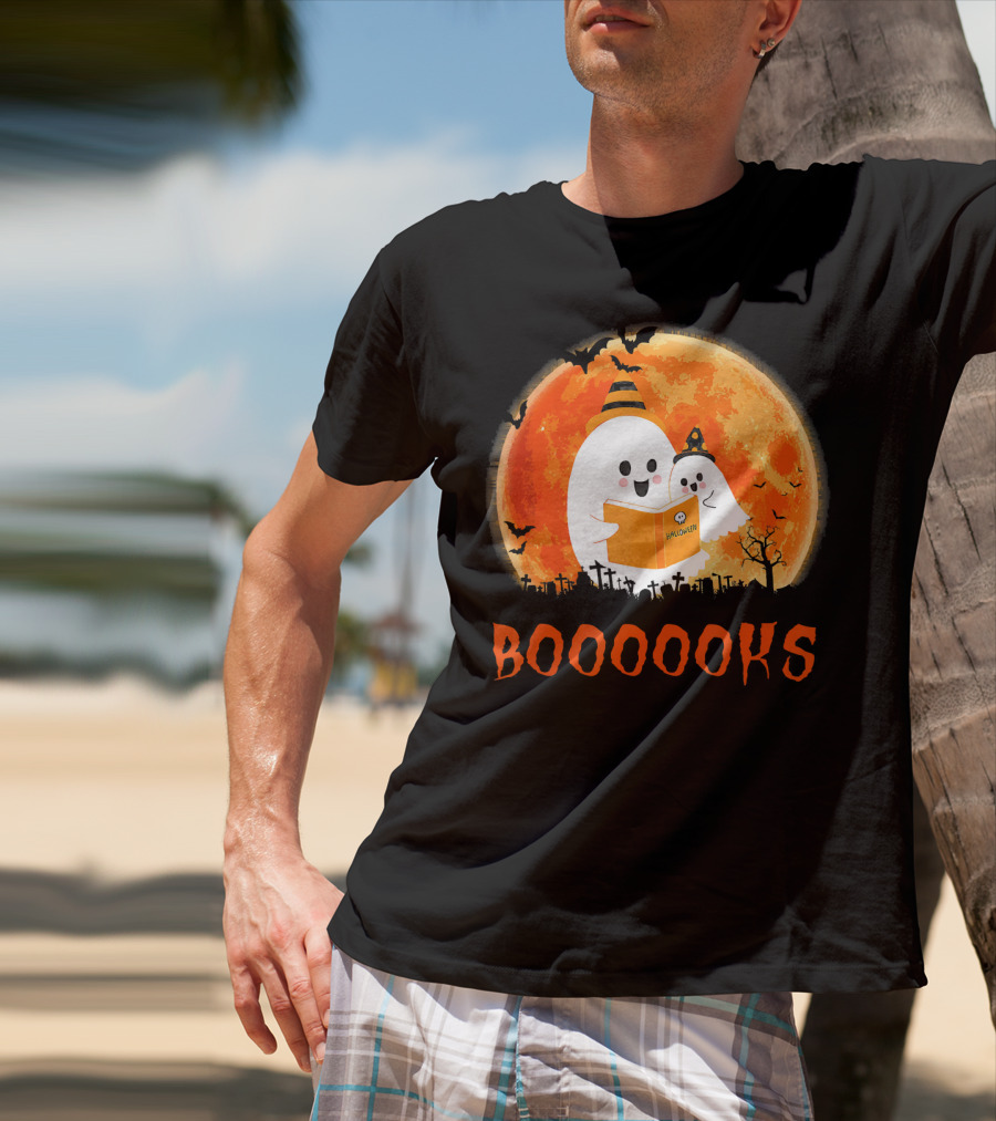 Halloween Ghosts Reading Booooooks With Funny Teacher T-Shirt