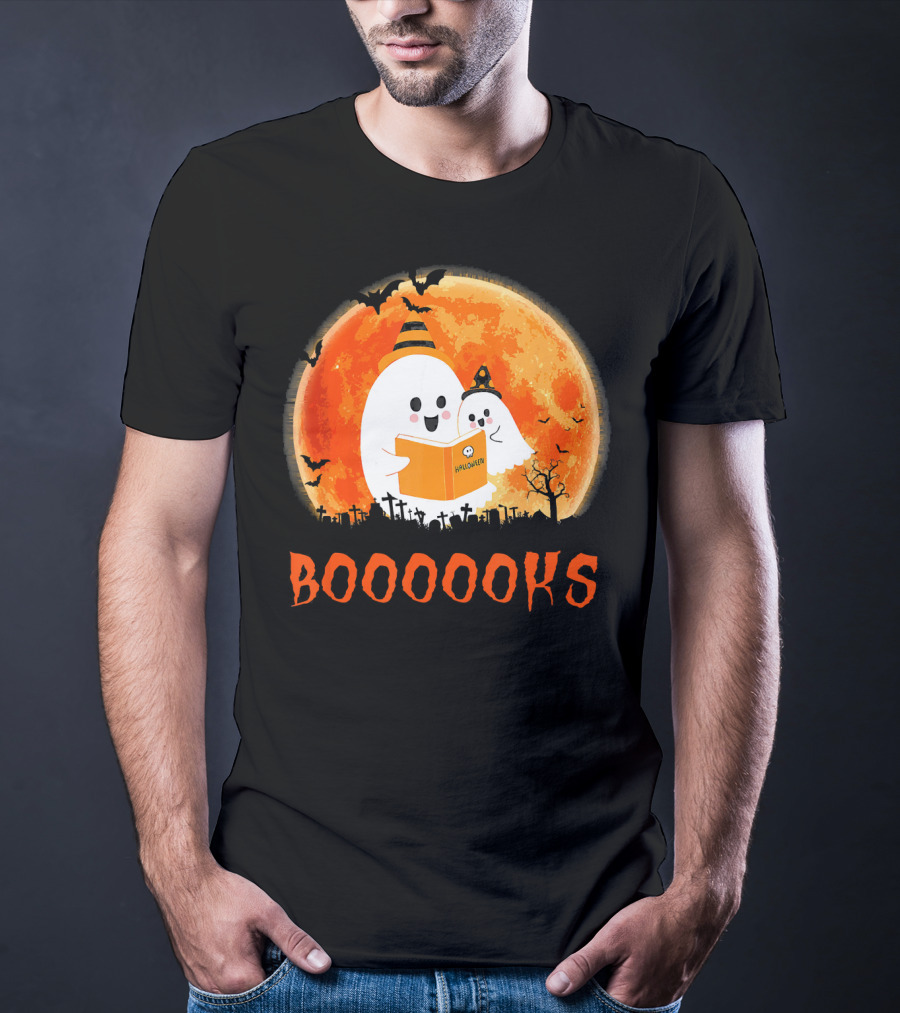 Halloween Ghosts Reading Booooooks With Funny Teacher T-Shirt