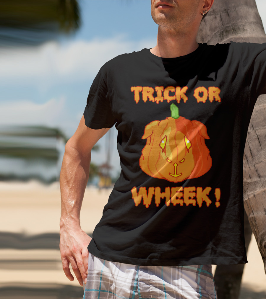 Trick Or Wheek Guinea Pig Jack O Lantern Halloween Fun T-Shirt