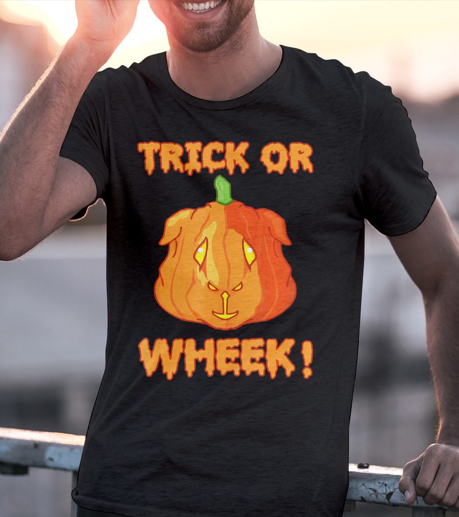 Trick Or Wheek Guinea Pig Jack O Lantern Halloween Fun T-Shirt