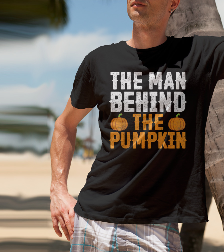 The Man Behind The Pumpkin Men's Funny Halloween Pregnancy Announcement T-Shirt