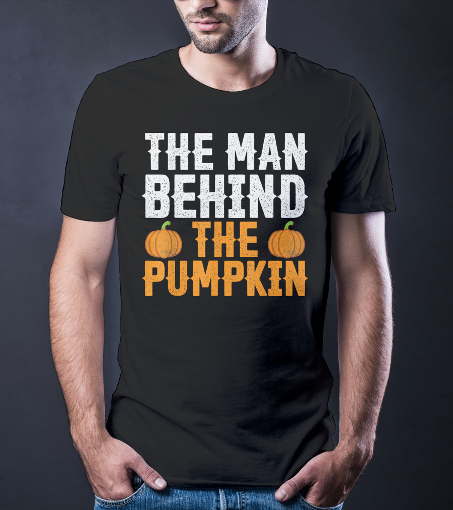 The Man Behind The Pumpkin Men's Funny Halloween Pregnancy Announcement T-Shirt