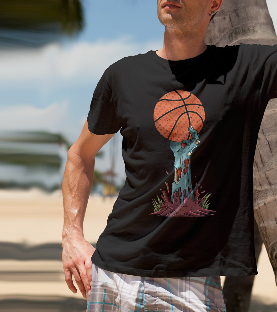 Zombie Hands Grasping Basketball Emerge From Ground T-Shirt