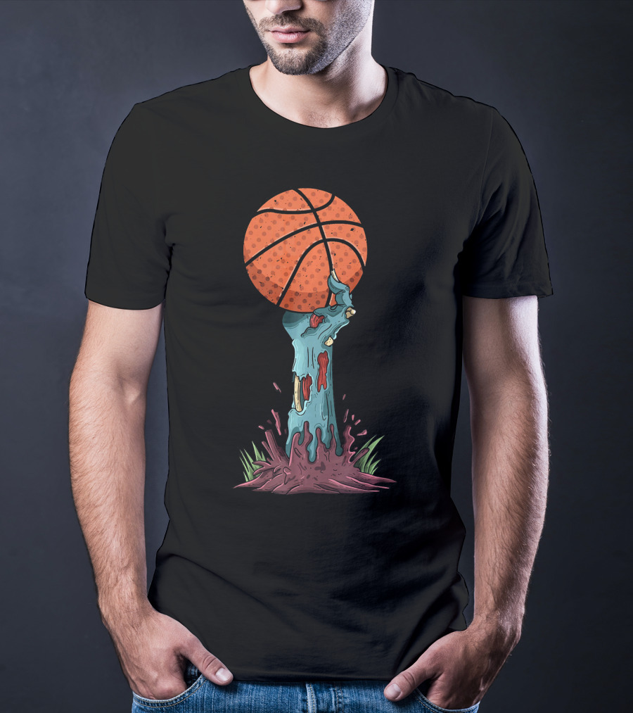 Zombie Hands Grasping Basketball Emerge From Ground T-Shirt