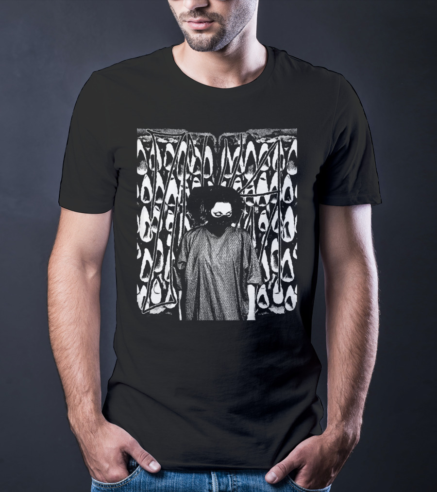 Tricia Lange ZCISSOR Graphic Style Masked Figure Monochrome T-Shirt