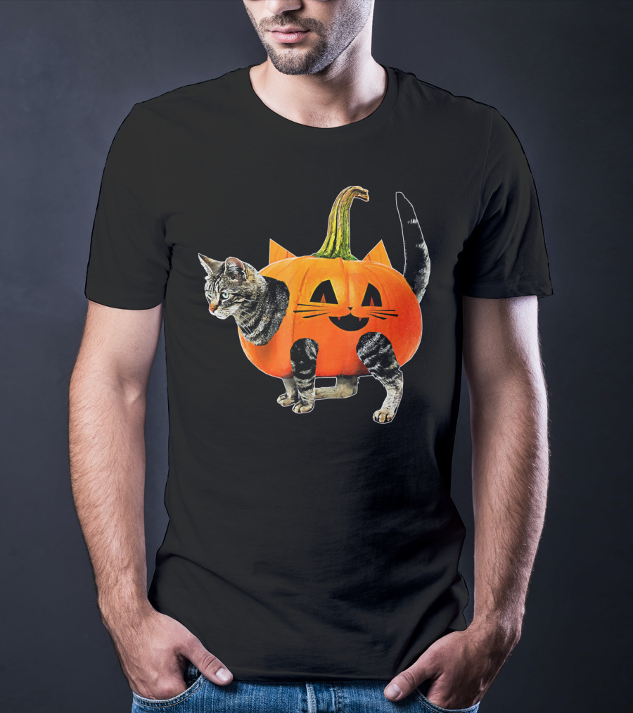 Funny Halloween Jack O Lantern Pumpkin Cat Costume T-Shirt