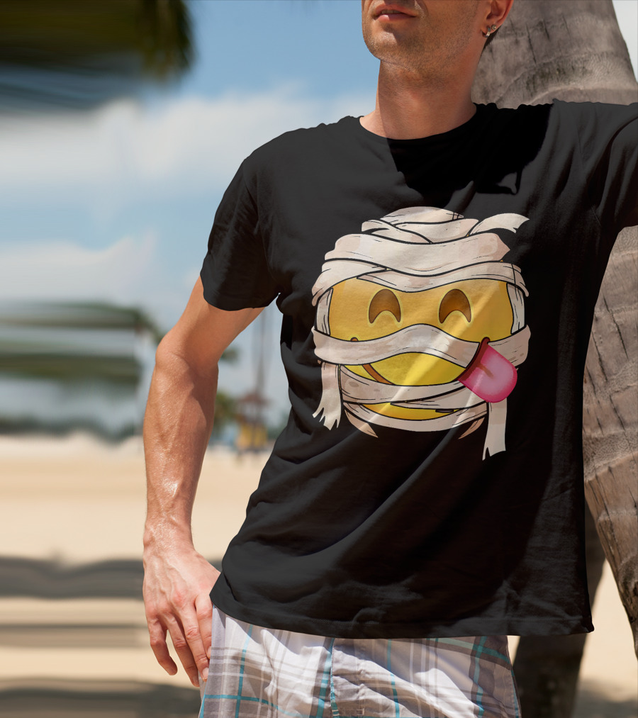 Face Savoring Food Emoji Mummy Wink Out Tongue T-Shirt