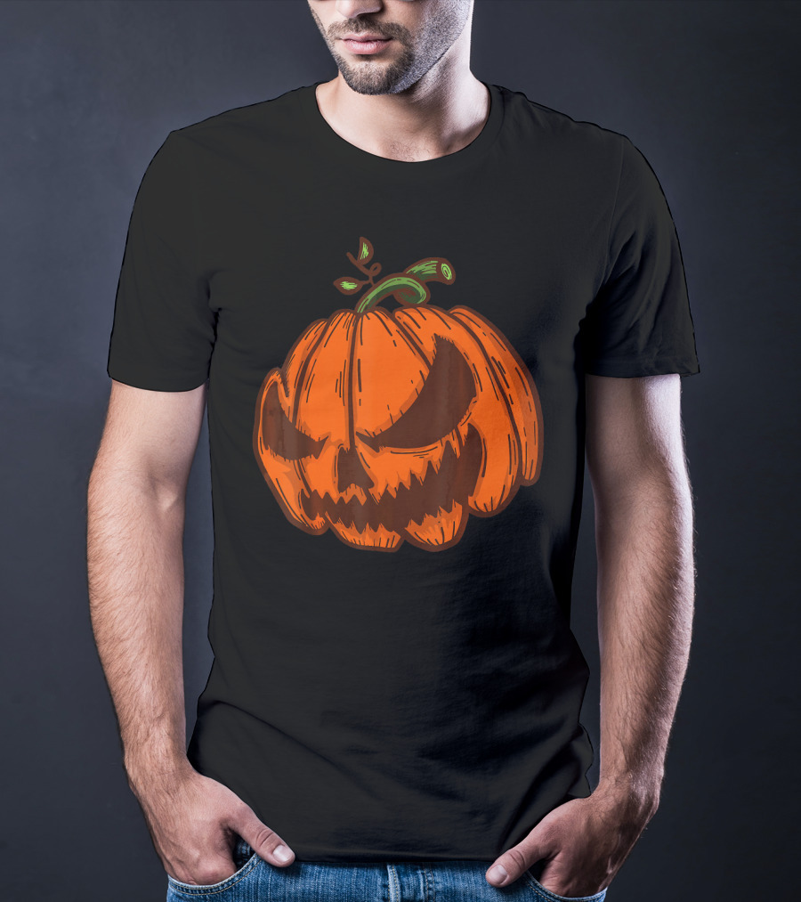 Spooky Halloween Jack O Lantern Pumpkin Face T-Shirt
