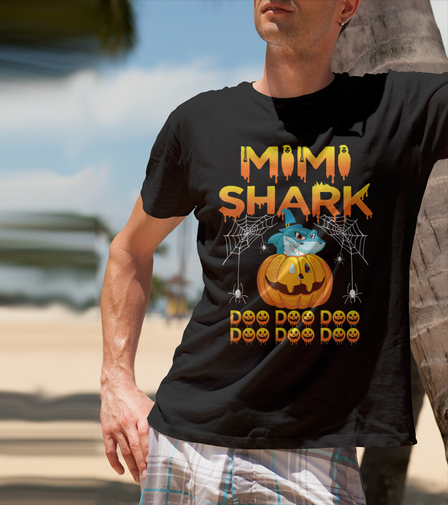 Mimi Shark Halloween Pumpkin Spider Web Doo Doo Costume Mat T-Shirt