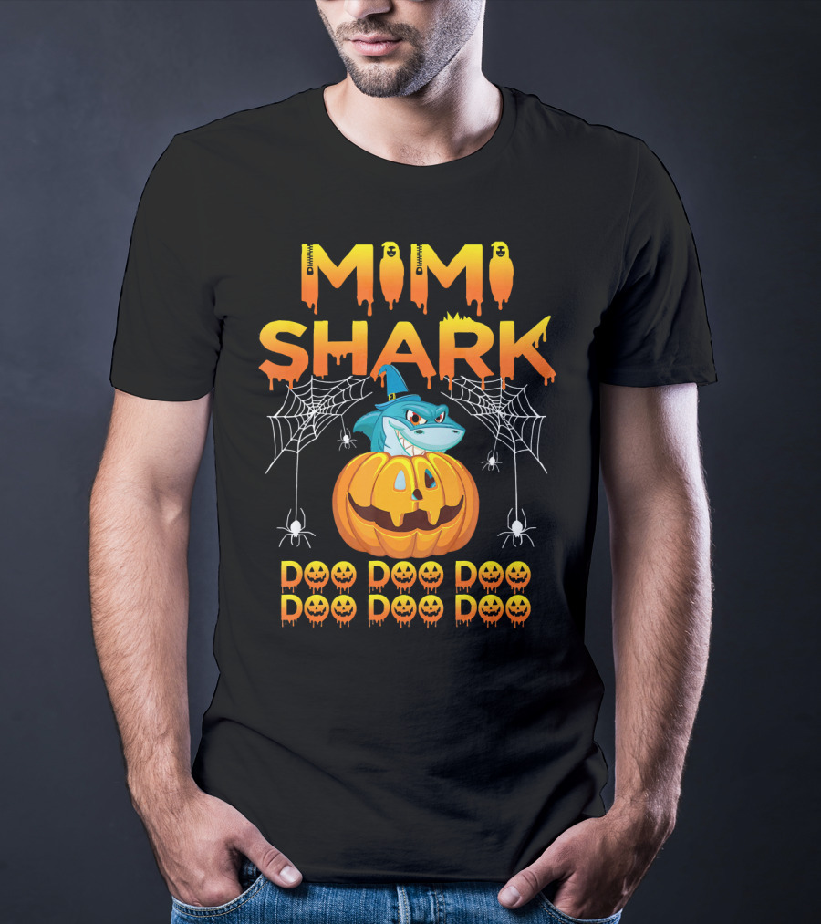 Mimi Shark Halloween Pumpkin Spider Web Doo Doo Costume Mat T-Shirt
