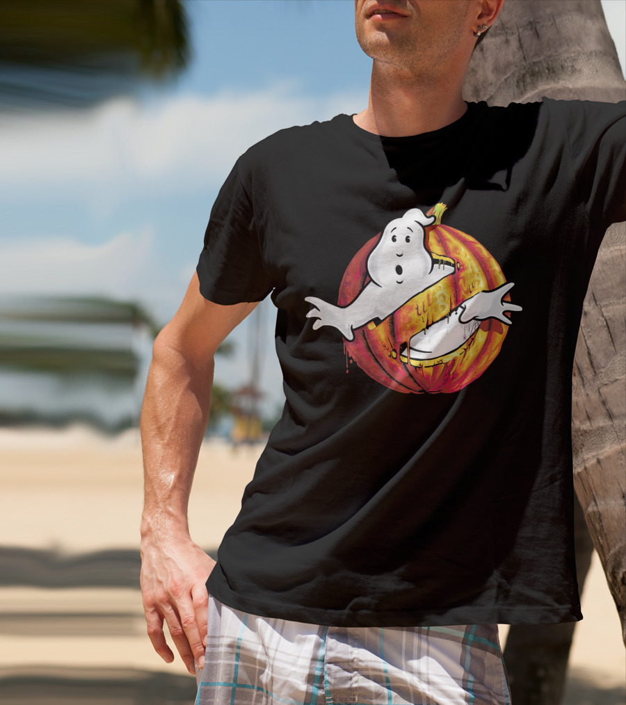 Ghostbusters Classic Logo Halloween Pumpkin Mashup T-Shirt