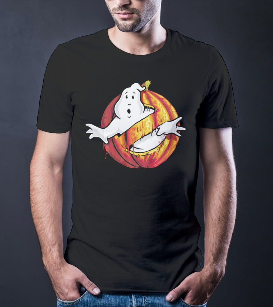 Ghostbusters Classic Logo Halloween Pumpkin Mashup T-Shirt